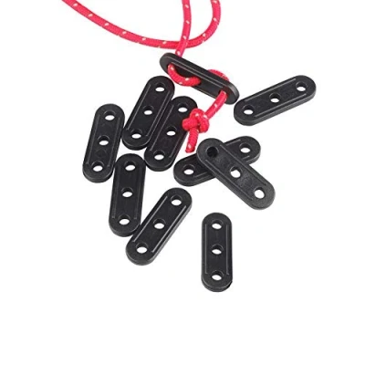 Image of Upstore 20PCS Plastic Cord Tensioners Rope Adjuster Tent Guy Line Wind Buckle Fastener Tightener for Hiking Camping Picnic Outdoor Activities (Black)