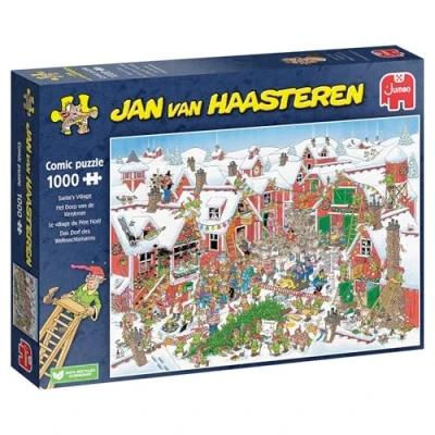 Image of Jan Van Haasteren Santa&#039;s Village 1000 Piece Adults Puzzle &amp; Comic Large Jigsaw for 100% Recycled Cardboard 1000Pc Fun Festive with Snowy Christmas Scene