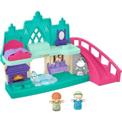 Image of Fisher Price Little People Toddler Toy Disney Frozen Arendelle Castle Playset with Lights Sounds Anna &amp; Elsa Figures for Pretend Play Ages 18+ Months