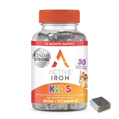 Image of Active Iron Kids Chews, with &amp; Vitamin D, Blackcurrant Flavour, 30 Day Supply