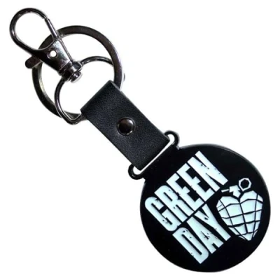 Image of Rock Off officially licensed products Green Day Stacked Logo And Grenade Circle Keychain One Size