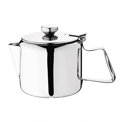 Image of Olympia Concorde Stainless Steel Teapot 570 ml/20 oz, High Polish Tea Pot, Size: 105x170x100 mm, Heat Resistant Handle, Hinged Lid, Precise Pouring Spout, Dishwasher Safe, K678