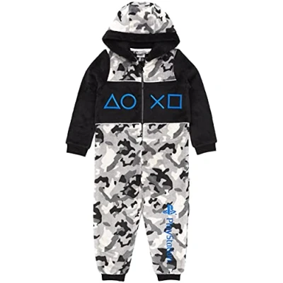 Image of PlayStation Pyjamas Oneise For Boys Kids Game Controller Camo Monochrome All In One Gamer Merchandise 9 10 Years