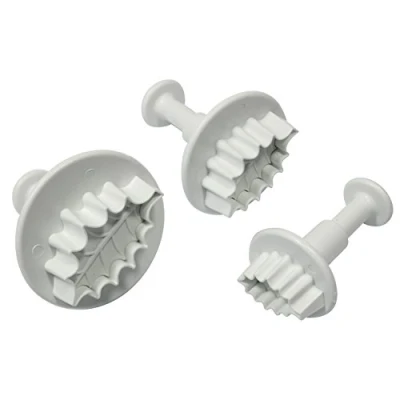 Image of PME HL544 Veined Holly Leaf Plunger Cutters Small, Medium, Large Sizes, Set of 3 White