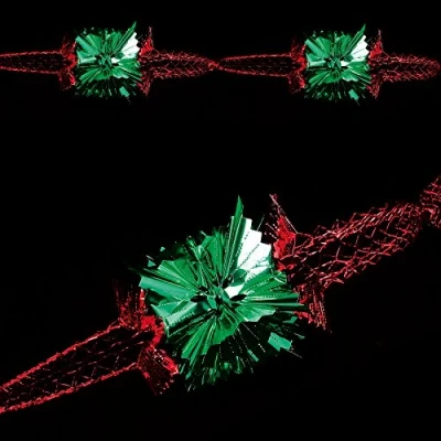 Image of Christmas Foil Ceiling Decoration 20cm 4 Section Full Garland Green/Red