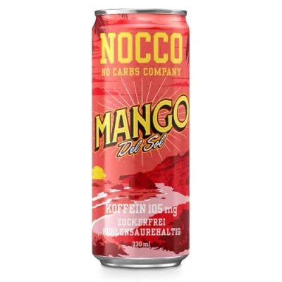 Image of Nocco BCAA Drink Mango Del Sol 330 ml 105 mg Caffeine Energy Buxtrade Various Quantities (6 Cans)