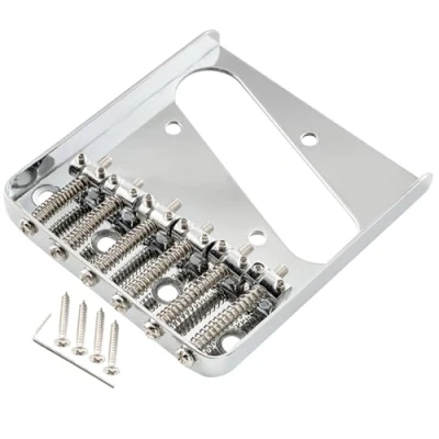 Image of Musiclily Pro 54mm Telecaster Bridge Vintage 6 Barrel Saddles for Tele Style Electric Guitar, Chrome