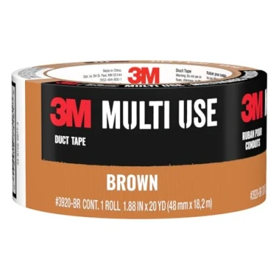 Image of 3M Multi Use Colored Duct Tape, Brown with Strong Adhesive and Water Resistant Backing, Surface Tape for Indoor Outdoor Use, 1.88 Inches x 20 Yards, 1 Roll (3920 BR)