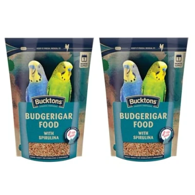 Image of 2 X 500G BUCKTONS MENU BUDGIE SEED FOOD DIET WITH SPIRULINA VITAMINS &amp; MINERAL