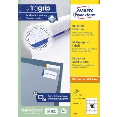 Image of Avery Zweckform Labels 48.5 x mm, Edge 48,5 25,4 mm White