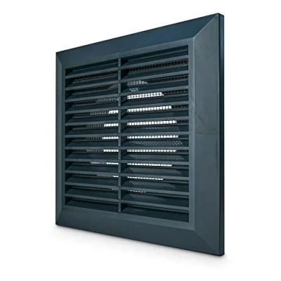 Image of Prostko Black Plastic Air Vent Grille 200mm x with 150mm Duct Pipe Hose Connection Spigot.