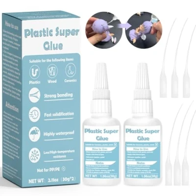 Image of WAN2TLK 60g Glue for Plastic, SuperGlue Plastic to Strong Adhesive Power, Models, DIY Crafts, Electronics, PVC, ABS, and More 6 Applicator Nozzles