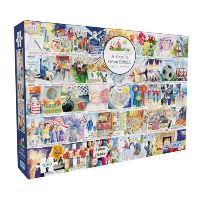 Image of A Year in Great Britain 1000 Piece Jigsaw Puzzle British Nostalgia Sustainable for Adults Premium 100% Recycled Board Gift Gibsons Games