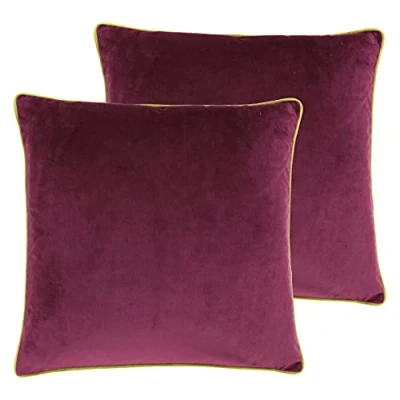 Image of Paoletti Meridian Twin Pack Polyester Filled Cushions, Maroon/Moss, 55 x 55cm