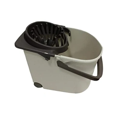 Image of TATAY ECOHOME Spider Mop Bucket, Polypropylene, BPA Free,Pressure Drainage, No Splashes. Made in Spain, 100% recycled materials, Beige Colour. Measures 25,5cm x 38,2cm 31cm