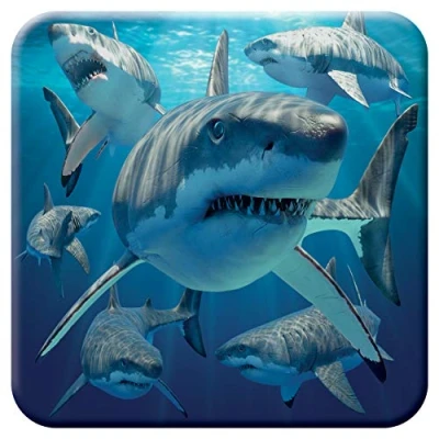 Image of 3D LiveLife Cork Coaster Great White Sharks from Deluxebase. Lenticular Ocean Coaster. Non slip drinks mat with original artwork licensed renowned artist, David Penfound