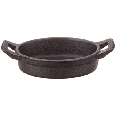 Image of Genware NEV C129 Mini Cast Iron Oval Eared Dish, 12 cm x 9 3