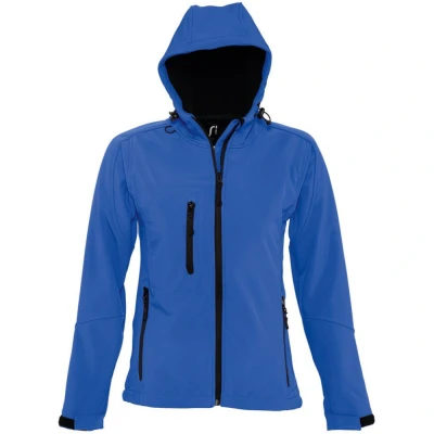 Image of SOLS Womens/Ladies Replay Hooded Soft Shell Jacket (Breathable, Windproof And Water Resistant) (Royal Blue) Size 2XL