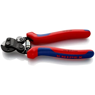 Image of Knipex wire rope Cutter also for high strength burnished, with multi component grips 190 mm (self service card/blister) 95 62 SB