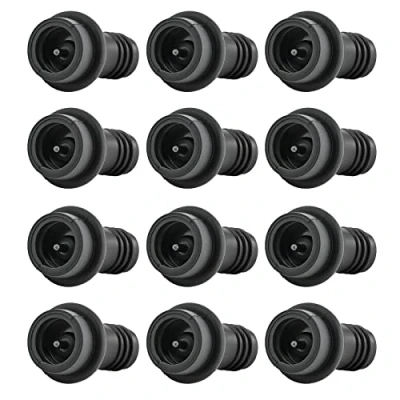 Image of WOTOR Wine Pump Vacuum Stoppers, Silicone Saver, Bottle Stopper, Preserver, Reusable Sealer Keeps Fresh (Black, 12 Pieces)