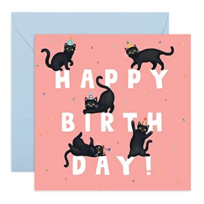 Image of Central 23 Cat Birthday Card &#039; Letters Cards For Kids Men Women Mum and Dad Comes With Fun Stickers Recyclable