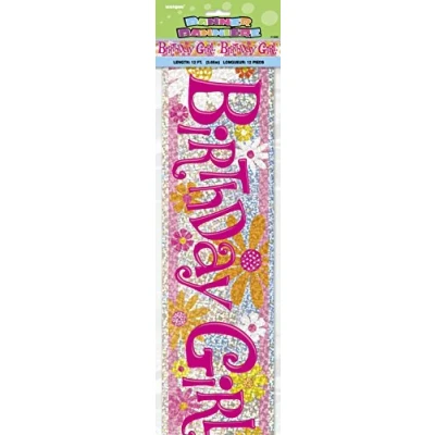Image of Multicolor Birthday Girl Prism Banner (3.6 Meters) 1 Piece Celebration Party Decorative