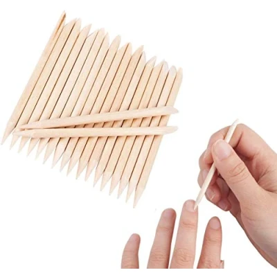 Image of 100 Pieces Orange Wood Sticks Nail Art Cuticle Stick for Pusher Remover Manicure Pedicure (100 Pieces)