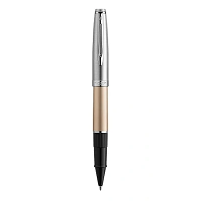 Image of Waterman Emblème Deluxe Rollerball Pen, Gold with Chrome Trim, Fine Point Black Refill, Gift Box