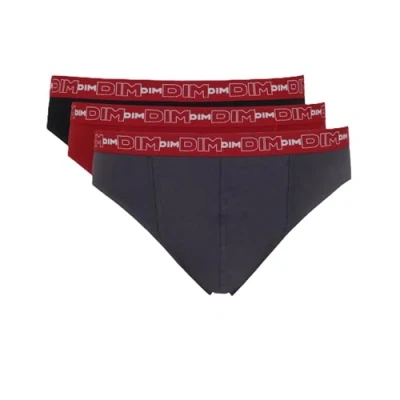 Image of DIM Men&#039;s Comfort Stretch Cotton x3 Brief, Grey/Chile Red/Black, L