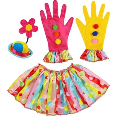 Image of Widmann 29343 Costume Set Clown, Mini Hat, Collar and 1 Pair of Gloves, Accessories, Carnival, Fancy Dress, Theme Party, Birthday, Circus, Multicoloured, Standard Size