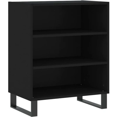 Image of vidaXL Sideboard in Classic Black Colour Spacious Engineered Wood Storage Cabinet with Iron Legs for Living Room and Bedroom