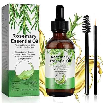 Image of Rosemary Oil for Hair Growth, Essential Oils Loss &amp; Skin Care, Strengthens Hair, Nourishes Scalp, Light Weight, Non Greasy, Improves Scalp Circulation 60 ml Unisex