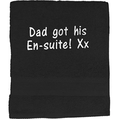 Image of TeddyT&#039;s Personalised Gift Message Embroidered Bath Towel (Jet Black)