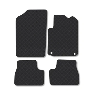 Image of Rubber Car Mats Compatible with Citroen DS3 (2016 ) Tailored Fit Floor Set Accessory Black Custom 4 Pieces Clips Anti Slip Backing, Heavy Duty &amp; Waterproof