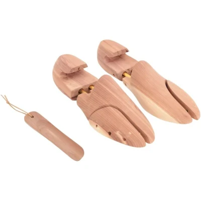 Image of vidaXL Shoe Stretcher with Horn EU 42 43 Solid Wood Cedar