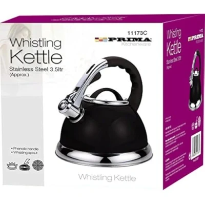 Image of PRIMA 3.5Ltr S/S Whistling Kettle Metalic Black, Stainless Steel