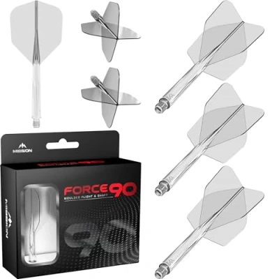 Image of Mission Darts Force 90 Integrated Precision Moulded Dart Flight And Shaft System, Pack of 3 Professional Highly Durable Combined Flights Stems Standard No.6