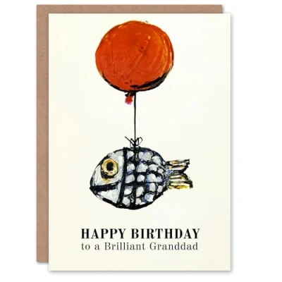 Image of Artery8 Happy Birthday Card to a Brilliant Granddad Fun Balloon Fish Fishing Fisherman Angler