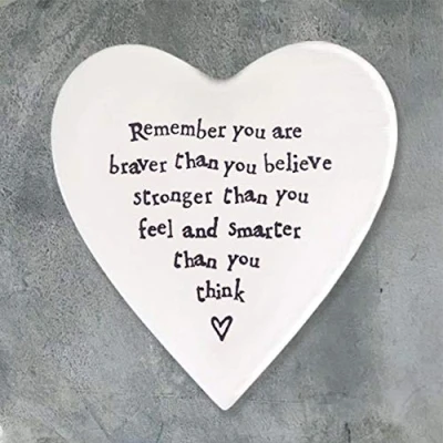 Image of East of India Heart Coaster &#039;Remember you are braver than believe&#039;