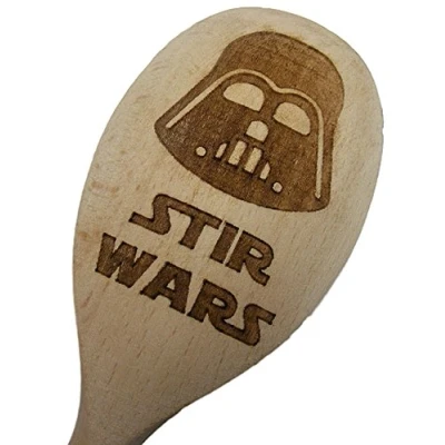 Image of FastCraft Stars Wars Inspired Wooden Baking Spoon Wood Kitchen Cooking Birthday Present Fan Gift Darth Vader STORMTROPPER Jedi Republic Laser Engraved (Chewie)