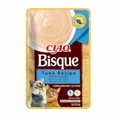 Image of Ciao Bisque by INABA Cat Treat Tuna 1 Pack (40g total) / Moist Treat, Delicious &amp; Healthy Snack, Puree Food Topper, Side Dish, Complement, Natural, Grain Free, Wet