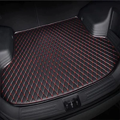 Image of HIPATU Car Leather Boot Liner Mat for KIA NIRO 2017 2022 2023 2024, Waterproof Anti Slip Cargo Tray Liners Scratch Carpets Interior Accessories,B Black Red