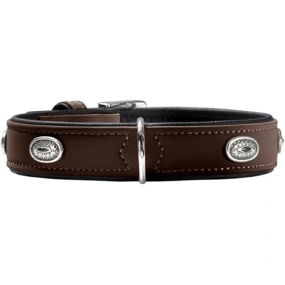 Image of HUNTER Softie Stone Art Nubuk Nickel Collar, 65/51 X 58 cm, Large, Brown/Nappa Black