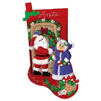 Image of Design Works Crafts Mr &amp; Mrs Claus Felt Stocking Kit, by The Yard