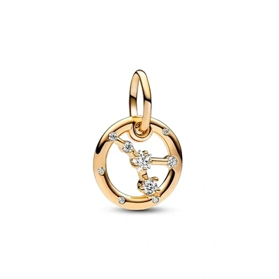 Image of Pandora Moments Cancer zodiac 14k gold plated dangle with clear cubic zirconia