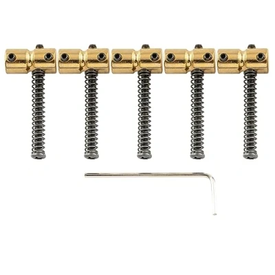Image of Musiclily Pro 18mm Steel Bass Bridge Saddles for 5 String Precision and Jazz Bass, Gold (Set of 5)