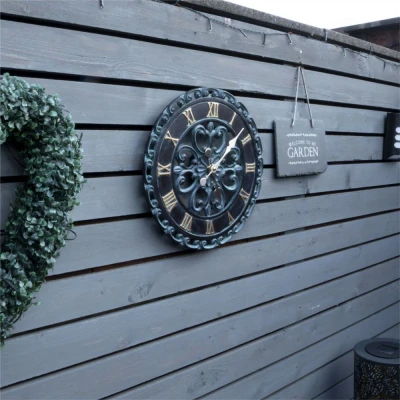 Image of Vintage Open Face Outdoor/Indoor Wall Clock. Garden, Patio Outdoor Clocks. Waterproof Clock