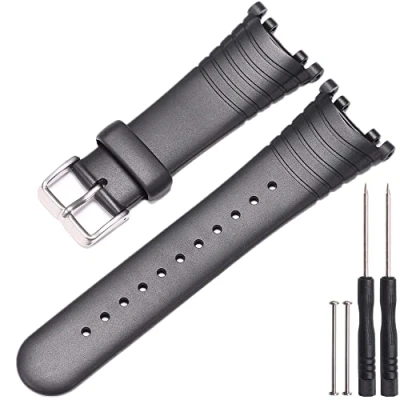 Image of MCXGL Rubber Silicone Strap Replacement for SUUNTO Vector Sports Watchband Waterproof Smart Wristband（Silver Buckle）