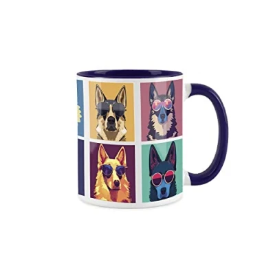 Image of Purely Home Cool Pets German Shepherd Alsatian Mug Navy Blue Coffee/Tea Gift 11oz