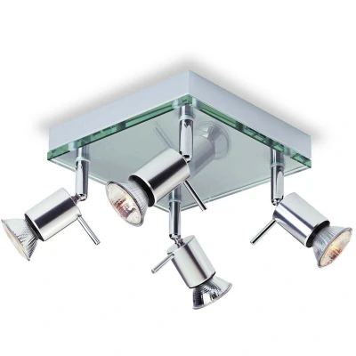Image of Aqua 4 Light Square Flush Aluminium, Clear Glass, GU10